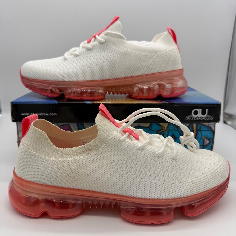 Air Underground Ariel White Pink Knit Bubble Sole Sneakers Size 8M 194333